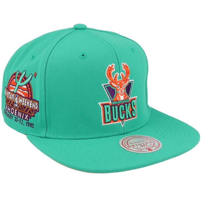 【★スーパーSALE★3/11深夜2時迄】ミッチェル&ネス Mitchell & Ness 【 Milwaukee Bucks Desert Green Teal Snapback Men Green 】 ミルウォーキー バックス green 緑・グリーン Snapback スナップバック バッグ バッグ 小物 ブランド雑貨 帽子 メンズ