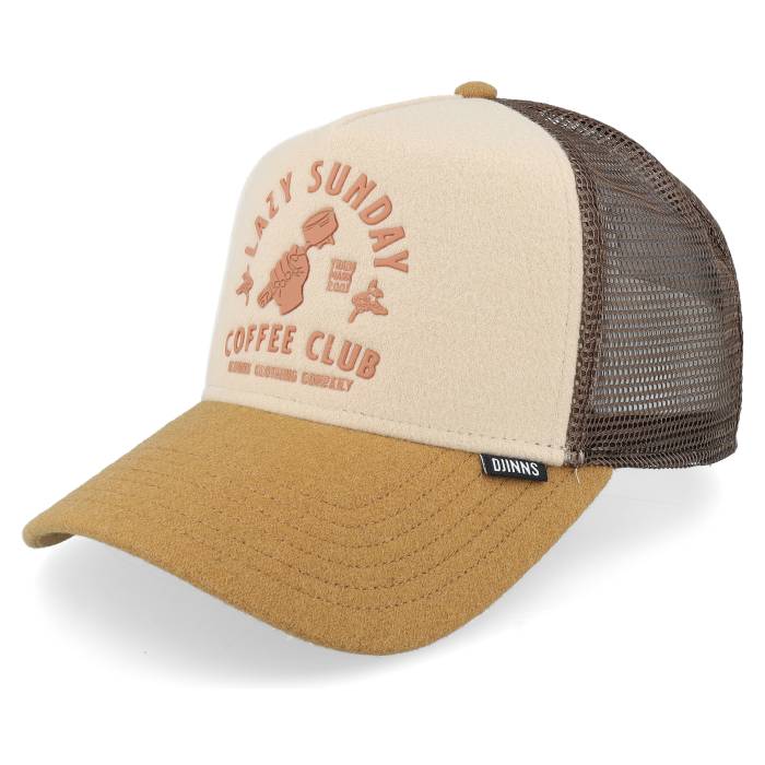 Djinns 【 Lazy Barista Beige/Creme/Brown A-Frame Trucker Men Beige 】 トラッカー メンズ ベージュ