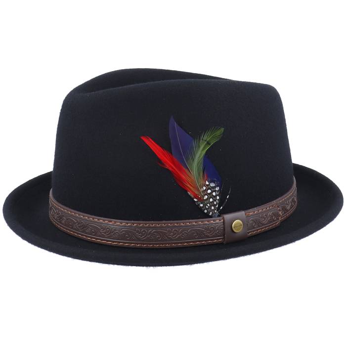 �ڡ������ѡ�SALE��3/11����2�����ۥ��ƥåȥ��� Stetson �� Player Woolfelt Black Fedora Men Black �� ���� �֥�å� �Хå� ��ʪ �֥��ɻ��� ˹�� ���˹�� �ϥå� ��� ���� �֥�å�