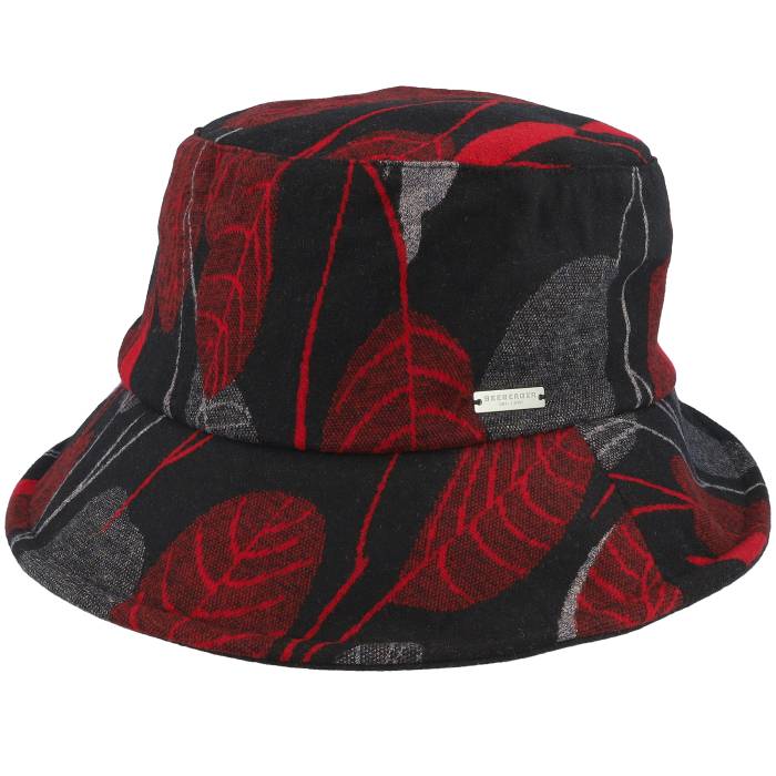 Seeberger 【 Viscose Fabric Red/Black Bucket Men Black 】 バッグ 小物 ブランド雑貨 帽子 メンズ帽子 ハット メンズ 黒色 ブラック