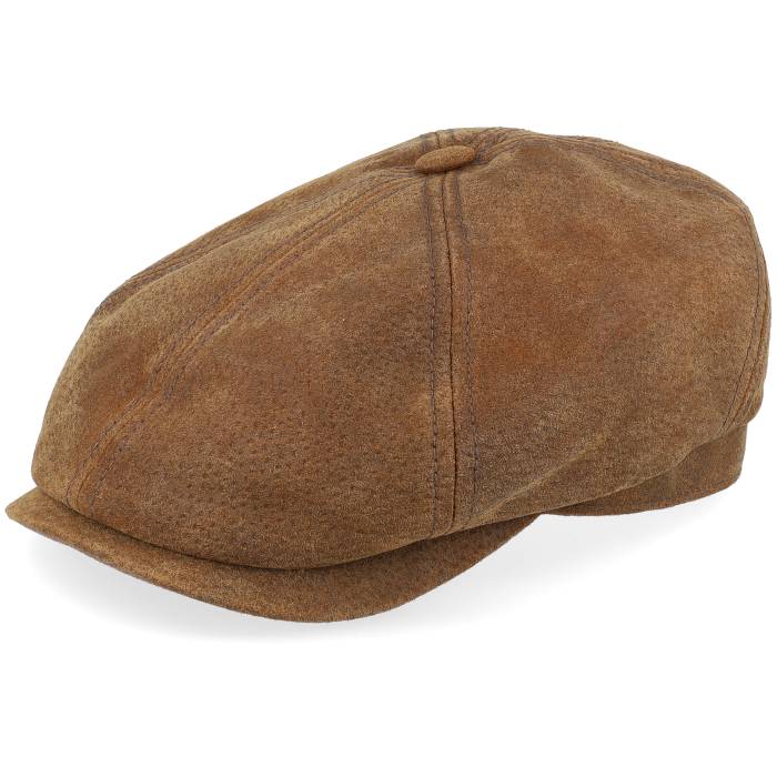 ���ƥåȥ��� Stetson �� 6-Panel Pigskin Brown Flat Cap Men Brown �� �㿧 �֥饦�� ����...