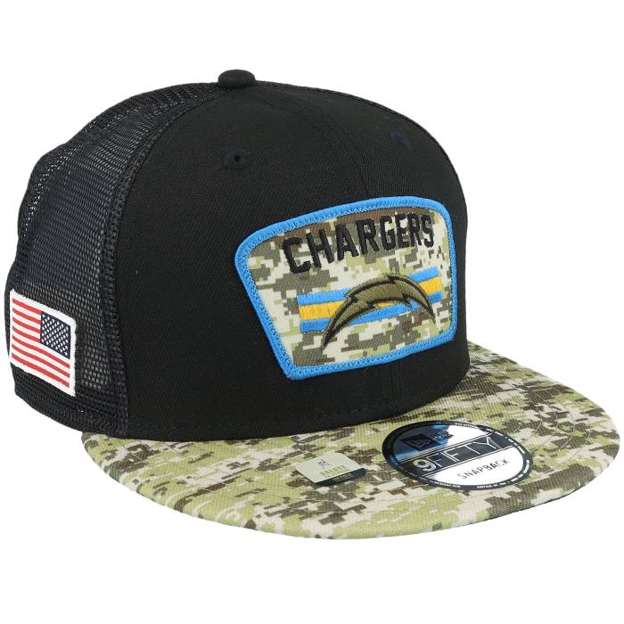 【★スーパーSALE★3/11深夜2時迄】ニューエラ New Era 【 Los Angeles Chargers Nfl21 Salute To Service 9Fifty Black/Camo Trucker Men Black 】 チャージャーズ トラッカー バッグ 小物 ブランド雑貨 帽子 メンズ帽子 キャップ メンズ 黒色 ブラック