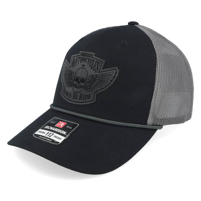 Born To Ride 【 Custom Motorcycles Patch Black/Charcoal Rope Trucker Men Black 】 トラッカー バッグ 小物 ブランド雑貨 帽子 メンズ帽子 キャップ メンズ 黒色 ブラック