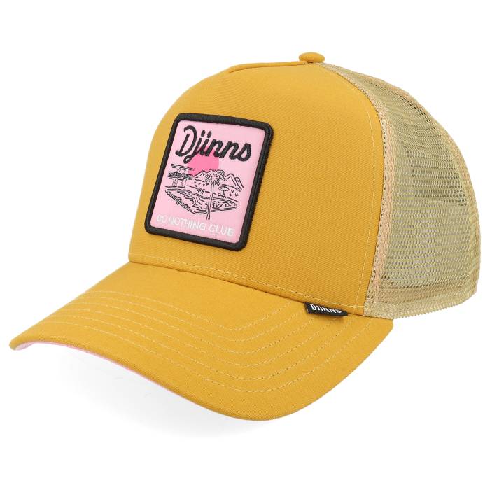 【★スーパーSALE★3/11深夜2時迄】Djinns 【 Hft Cap Dnc Pool Light Brown/Creme A-Frame Trucker Men Yellow 】 キャップ 帽子 プール トラッカー バッグ 小物 ブランド雑貨 帽子 メンズ帽子 キャップ メンズ yellow 黄色・イエロー
