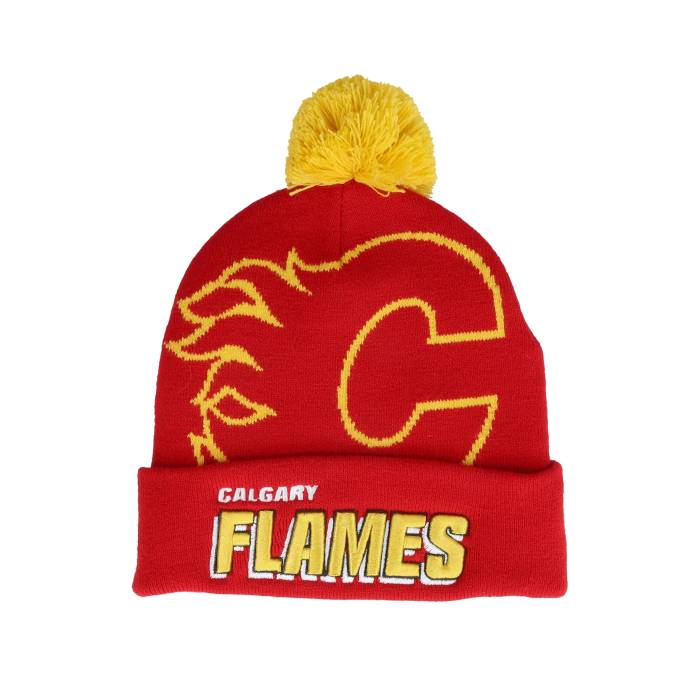 ミッチェル&ネス Mitchell & Ness 【 Calgary Flames Punch Out Knit Red Pom Men Red 】 カルガリー ..