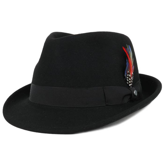 ステットソン Stetson 【 Woolfelt Black Trilby Men Black 】 黒色 ブラック バッグ 小物 ブランド雑貨 帽子 メンズ帽子 ハット メンズ 黒色 ブラック