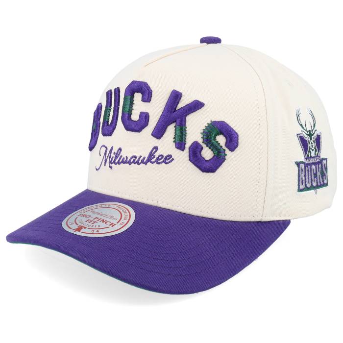 ミッチェル&ネス Mitchell & Ness 【 Milwaukee Bucks Staggered Zag Pro Off White/Purple A-Frame Adjustable Men 】 ミルウォーキー バックス プロ バッグ 小物 ブランド雑貨 帽子 メンズ帽子 キャップ メンズ
