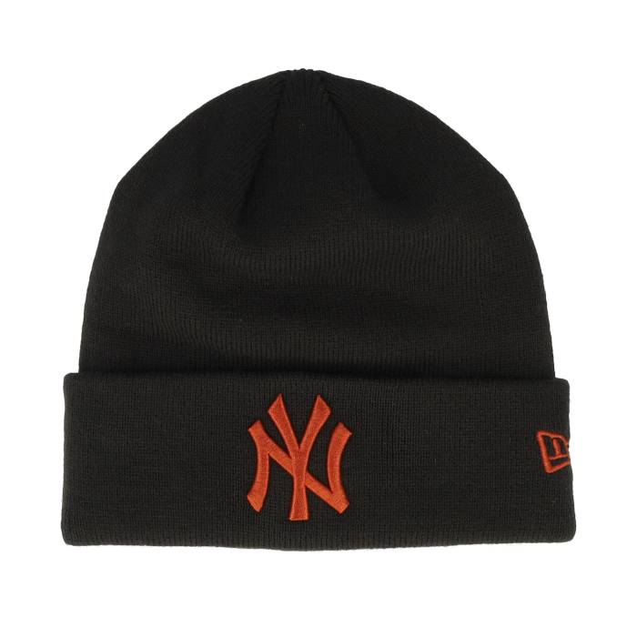 ニューエラ New Era 【 New York Yankees League Essential Beanie Black/Brown Cuff Men Black 】 ヤンキース キャップ 帽子 バッグ 小物 ブランド雑貨 帽子 メンズ帽子 ニット帽 メンズ 黒色 ブラック