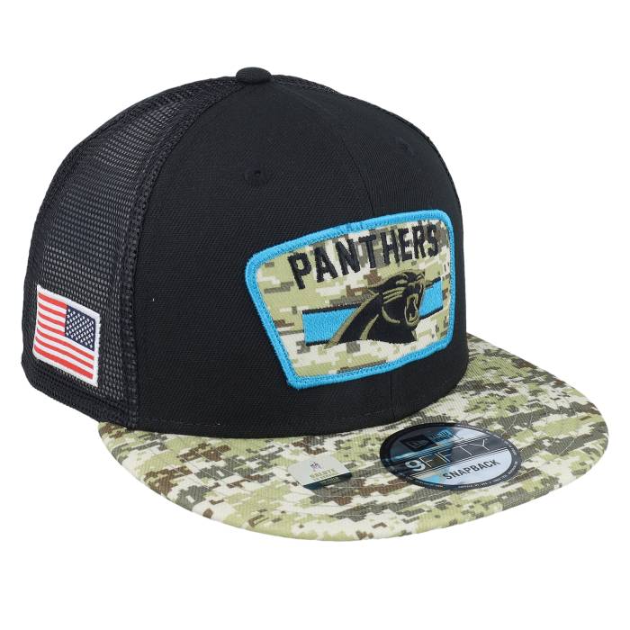 【★スーパーSALE★3/11深夜2時迄】ニューエラ New Era 【 Carolina Panthers Nfl21 Salute To Service 9Fifty Black/Camo Trucker Men Black 】 カロライナ パンサーズ トラッカー バッグ 小物 ブランド雑貨 帽子 メンズ帽子 キャップ メンズ 黒色 ブラ