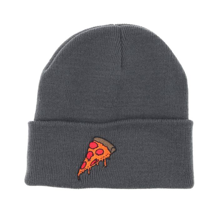 Boom 【 Pizza Time Graphite Grey Beanie - Men Grey 】 タイム 灰色 グレー キャップ 帽子 バッグ 小物 ブランド雑貨 帽子 メンズ帽子 ニット帽 メンズ 灰色 グレー