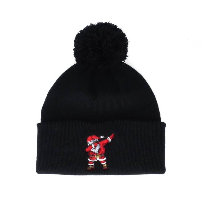 Ho-Ho-Hats 【 Kids Christmas Santa Dab Black Pom Pom Beanie - Iconic Kids Black 】 クリスマス 黒..