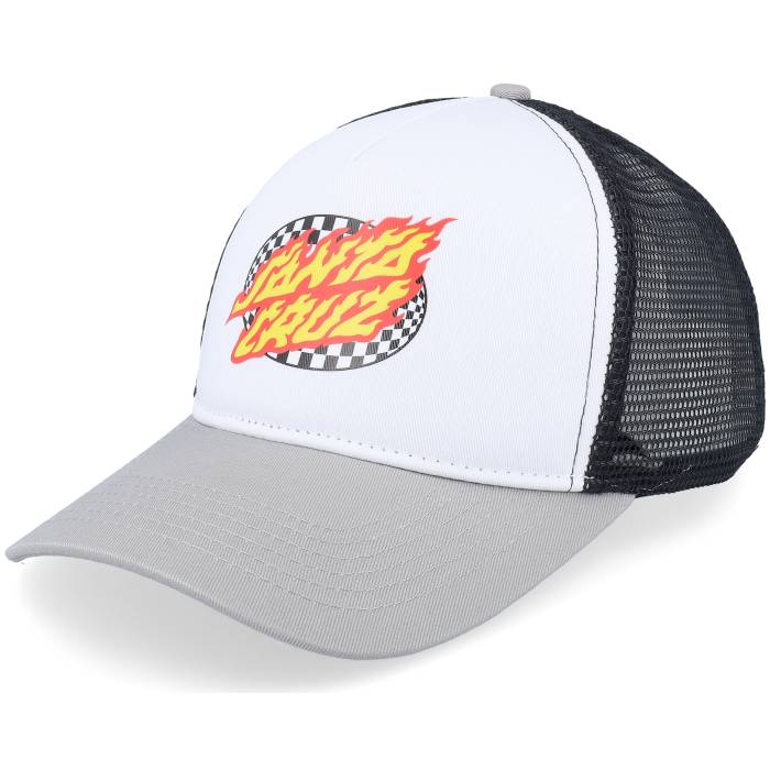サンタクルーズ Santa Cruz 【 Oval Check Flame White/Stone Grey Trucker Men White 】 灰色 グレー トラッカー バッグ 小物 ブランド雑貨 帽子 メンズ帽子 キャップ メンズ 白色 ホワイト