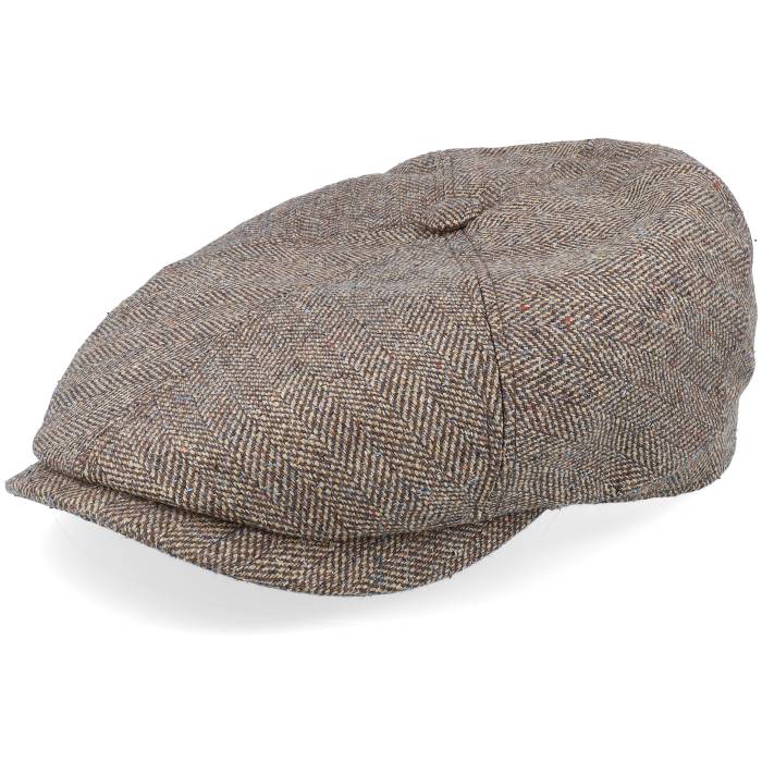 ���ƥåȥ��� Stetson �� 6-Panel Cap Silk Brown Herringbone Flat Cap Men Brown...