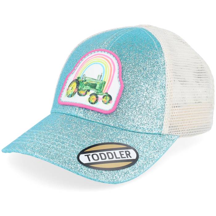 John Deere 【 Kids Dgt Glitter Turquoise Trucker Kids Blue 】 トラッカー キッズ ベビー マタニティ キッズファッション 帽子 キャップ ジュニア キッズ 青色 ブルー