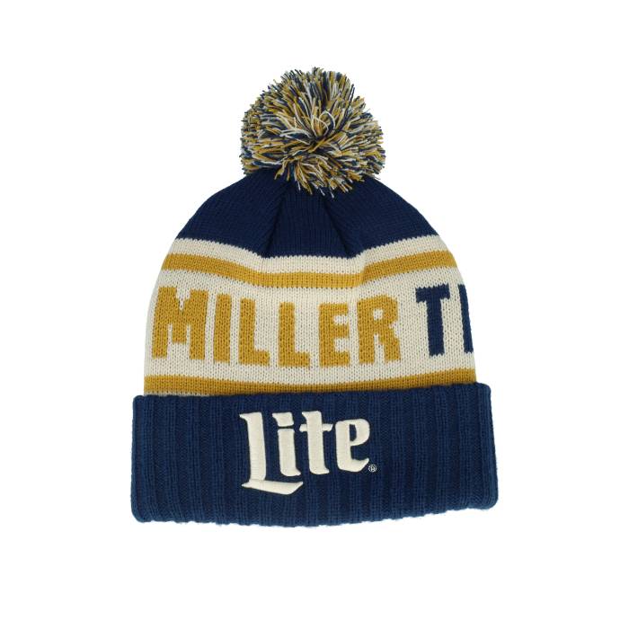 アメリカンニードル American Needle 【 Miller Lite Pillow Line Knit Navy/White/Yellow Pom Men Blu..