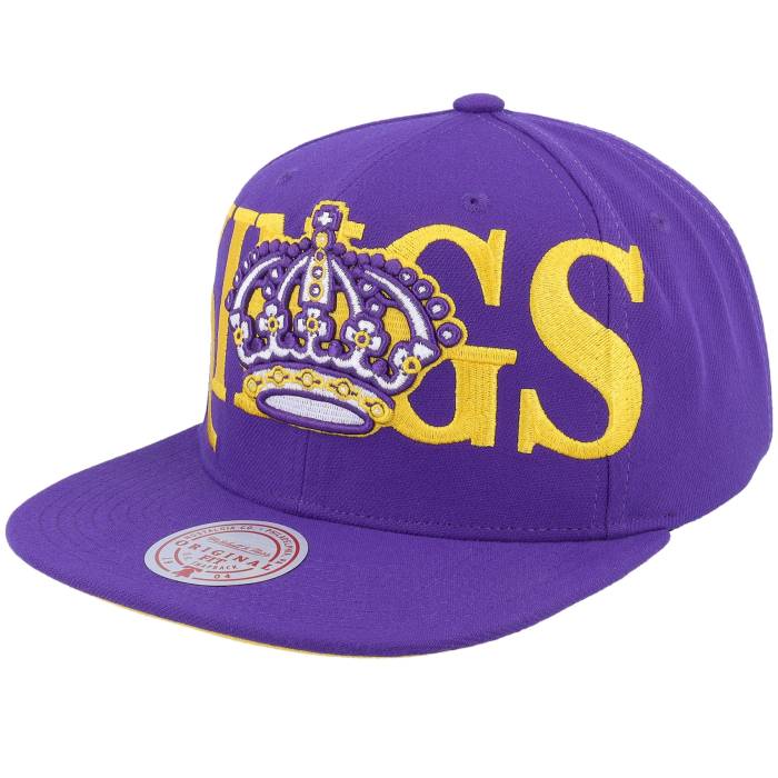 ミッチェル&ネス Mitchell & Ness 【 Los Angeles Kings Full Frontal Vintage Purple/Yellow Snapback Men Purple 】 Kings キングス vintage ビンテージ・ヴィンテージ Snapback スナップバック バッグ バッグ 小物 ブランド