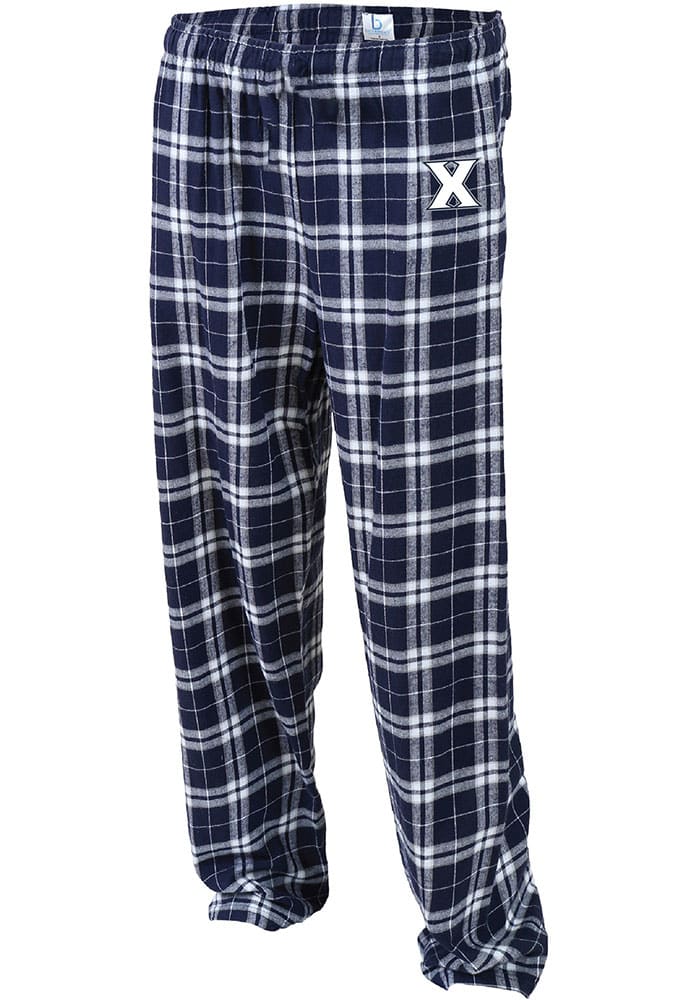 ゼイビア 子供用 紺色 ネイビー 青色 ブルー ジュニア キッズ 【 XAVIER MUSKETEERS YOUTH NAVY BLUE PLAID FLANNEL SLEEP PANTS 】