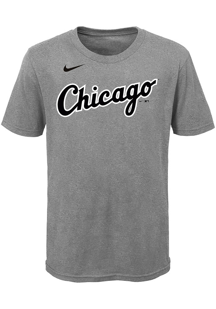 ナイキ シカゴ 白色 ホワイト 子供用 灰色 グレー シティ Tシャツ ホワイトソックス ジュニア キッズ 【 NIKE ELOY JIMENEZ YOUTH GREY CITY NAME AND NUMBER PLAYER TEE 】