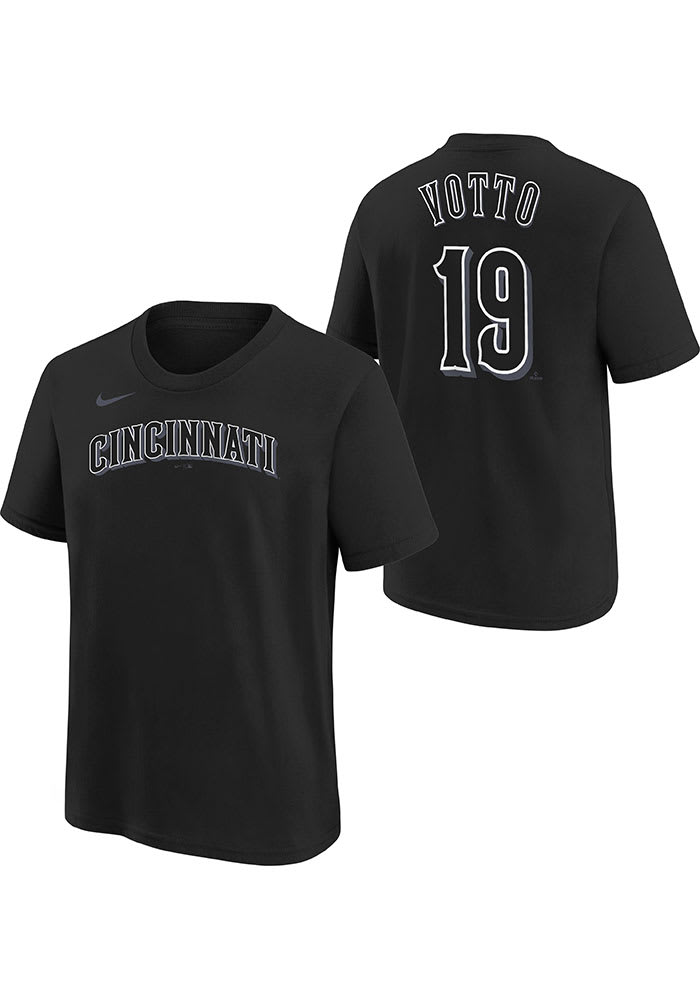 ナイキ シンシナティ レッズ 子供用 黒色 ブラック Tシャツ ジュニア キッズ 【 NIKE JOEY VOTTO YOUTH BLACK REFRESH NN PLAYER TEE 】