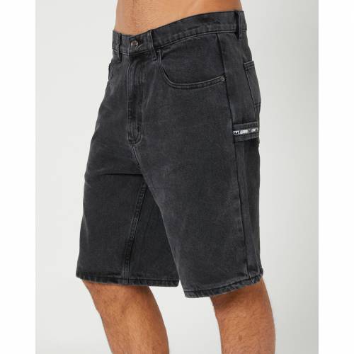 ハフ メンズ 黒色 ブラック デニム 【 HUF WORKMAN MENS SHORT BLACK DENIM 】