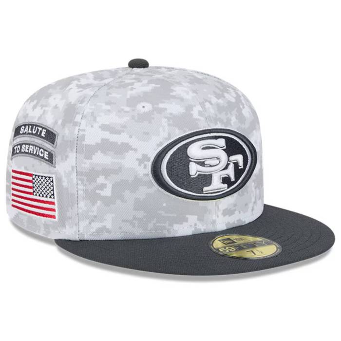 ˥塼 New Era  San Francisco 49Ers 2024 Salute To Service 59Fifty Fitted Hat Mens Chrome/Graphite  եƥʥʡ 