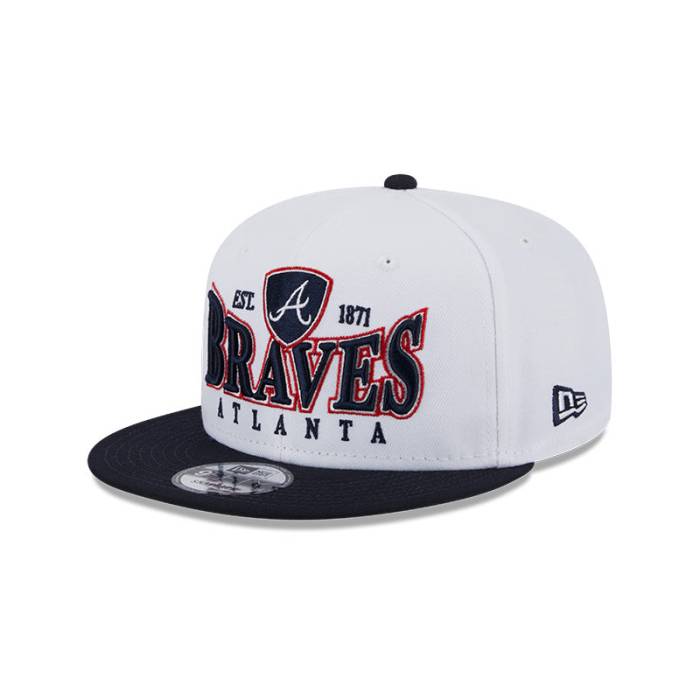 ニューエラ New Era 【 Atlanta Braves Mlb Crest 9Fifty Snapback Hat Mens White/Navy 】 アトランタ ブレーブス Snapback スナップバック バッグ バッグ 小物 ブランド雑貨 帽子 メンズ帽子 キャップ メンズ 白色
