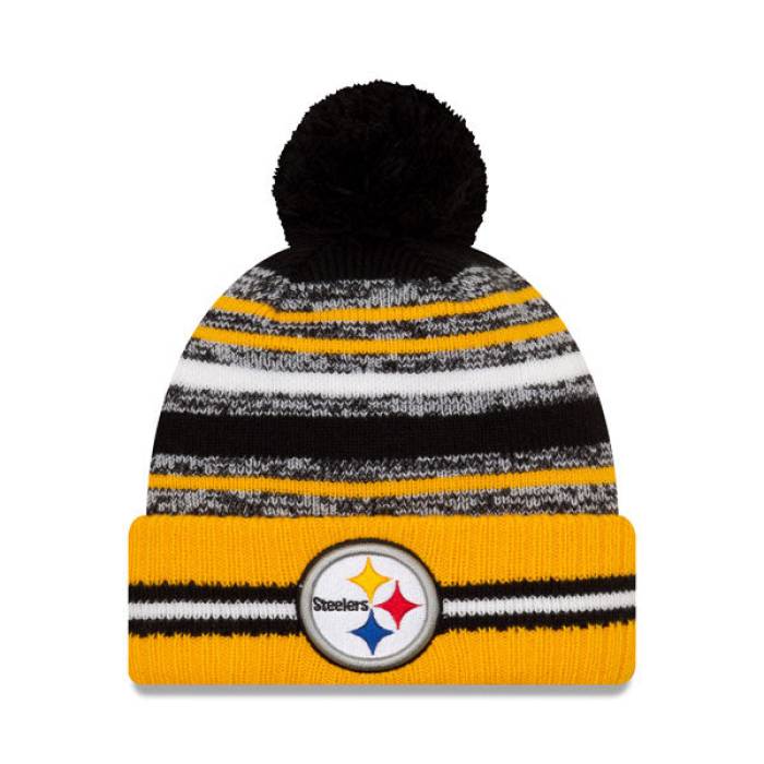 ニューエラ New Era 【 Pittsburgh Steelers 2021 Official Nfl Sideline Sport Pom Cuffed Knit Hat Mens 】 ピッツバーグ スティーラーズ NFL サイドライン ニット バッグ 小物 ブランド雑貨 帽子 メンズ帽子 ニット