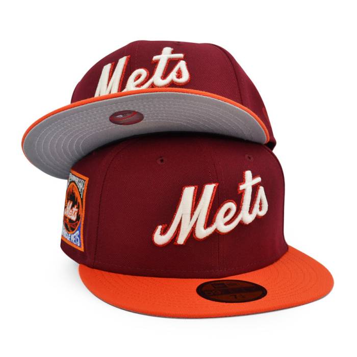 ニューエラ New Era 【 New York Mets 25Th Anniversary Exclusive 59Fifty Fitted Hat Mens Cardinal/Orange 】 メッツ バッグ 小物 ブランド雑貨 帽子 メンズ帽子 キャップ メンズ カーディナル orange 橙・オレンジ