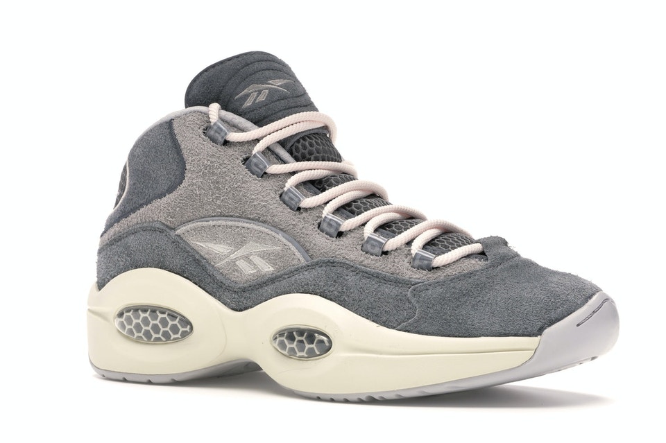 リーボック REEBOK クエスチョン ミッド 灰色 グレー クエスチョンミッド スニーカー 【 QUESTION GREY SUEDE STEELCHALK WHITE 】