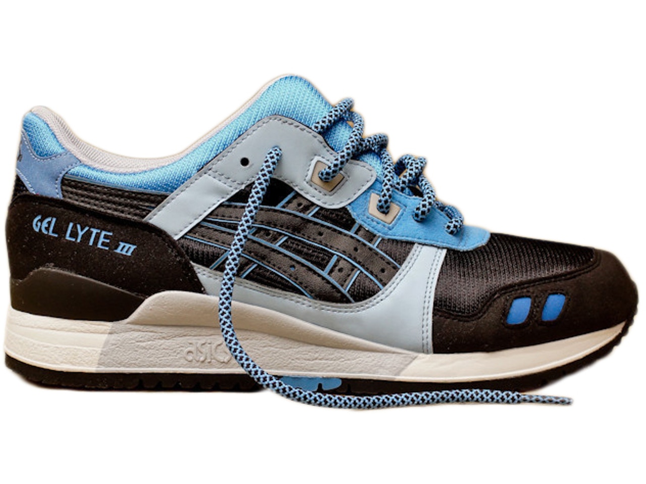 アシックス ゲルライト 黒色 ブラック カロライナ 青色 ブルー スニーカー メンズ 【 ASICS GEL-LYTE III KITHSTRIKE BLACK CAROLINA BLUE / BLACK BLUE 】