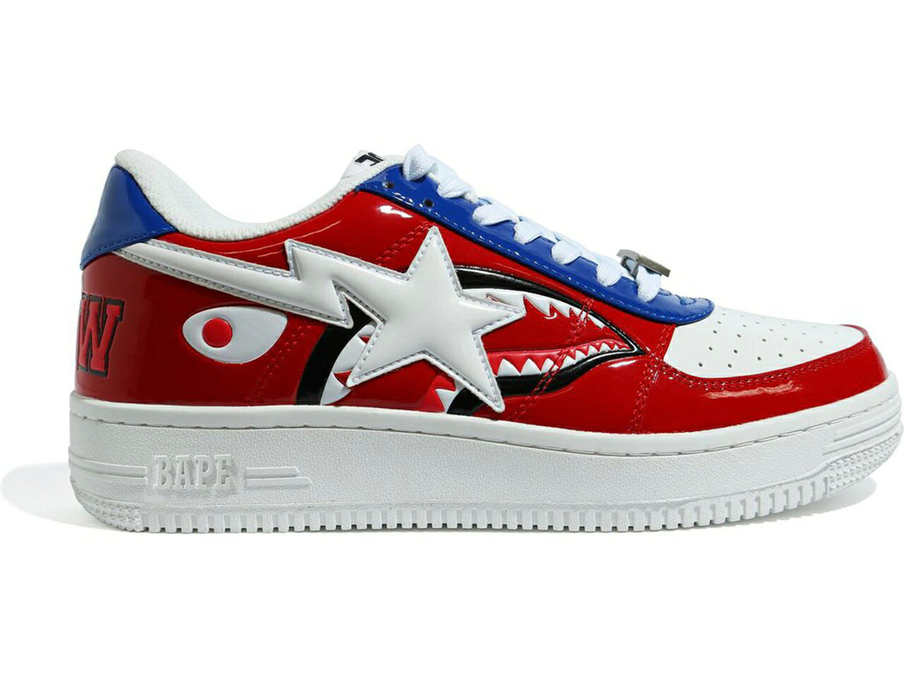 ベイプ パテント 赤 レッド 白色 ホワイト 青色 ブルー スニーカー メンズ 【 BAPE A BATHING APE STA LOW M2 20TH ANNIVERSARY PATENT RED / RED WHITE BLUE 】