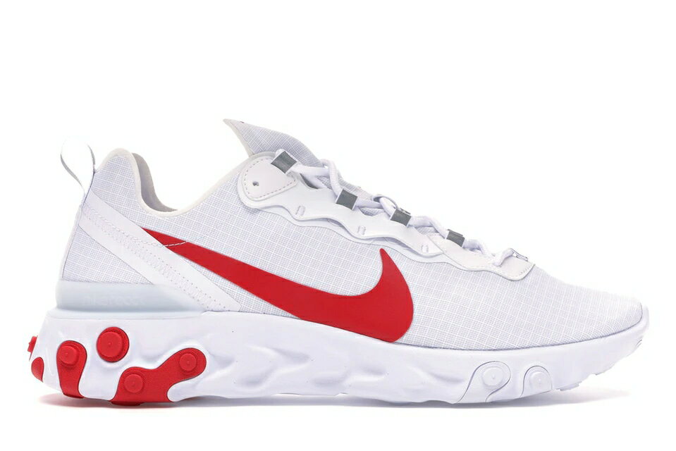 ナイキ NIKE リアクト エレメント 白色 ホワイト スニーカー 【 REACT ELEMENT 55 WHITE RED UNIVERSITY 】