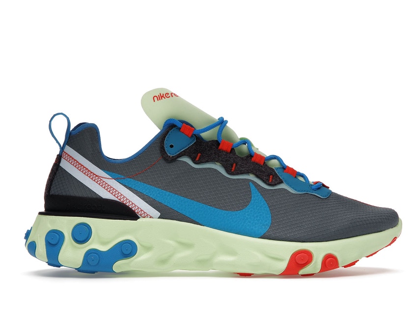 ナイキ リアクト エレメント 灰色 グレー 青色 ブルー スニーカー メンズ 【 NIKE REACT ELEMENT 55 VOLT DARK GREY PHOTO BLUE / VOLT DARK GREY PHOTO BLUE BLUE 】