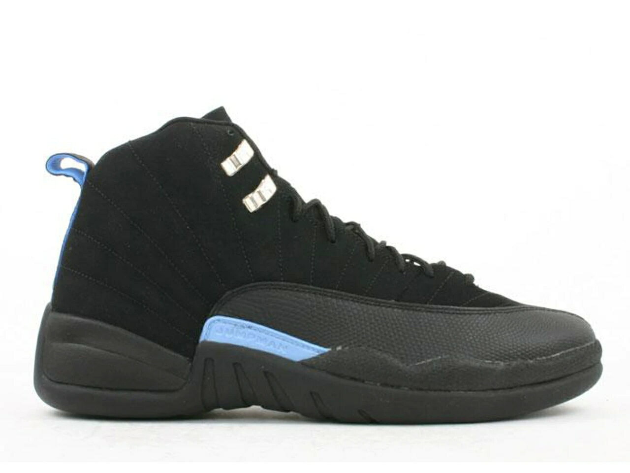 ナイキ ジョーダン 黒色 ブラック 白色 ホワイト 青色 ブルー スニーカー メンズ 【 JORDAN 12 RETRO NUBUCK (2003) / BLACK WHITE UNIVERSITY BLUE 】