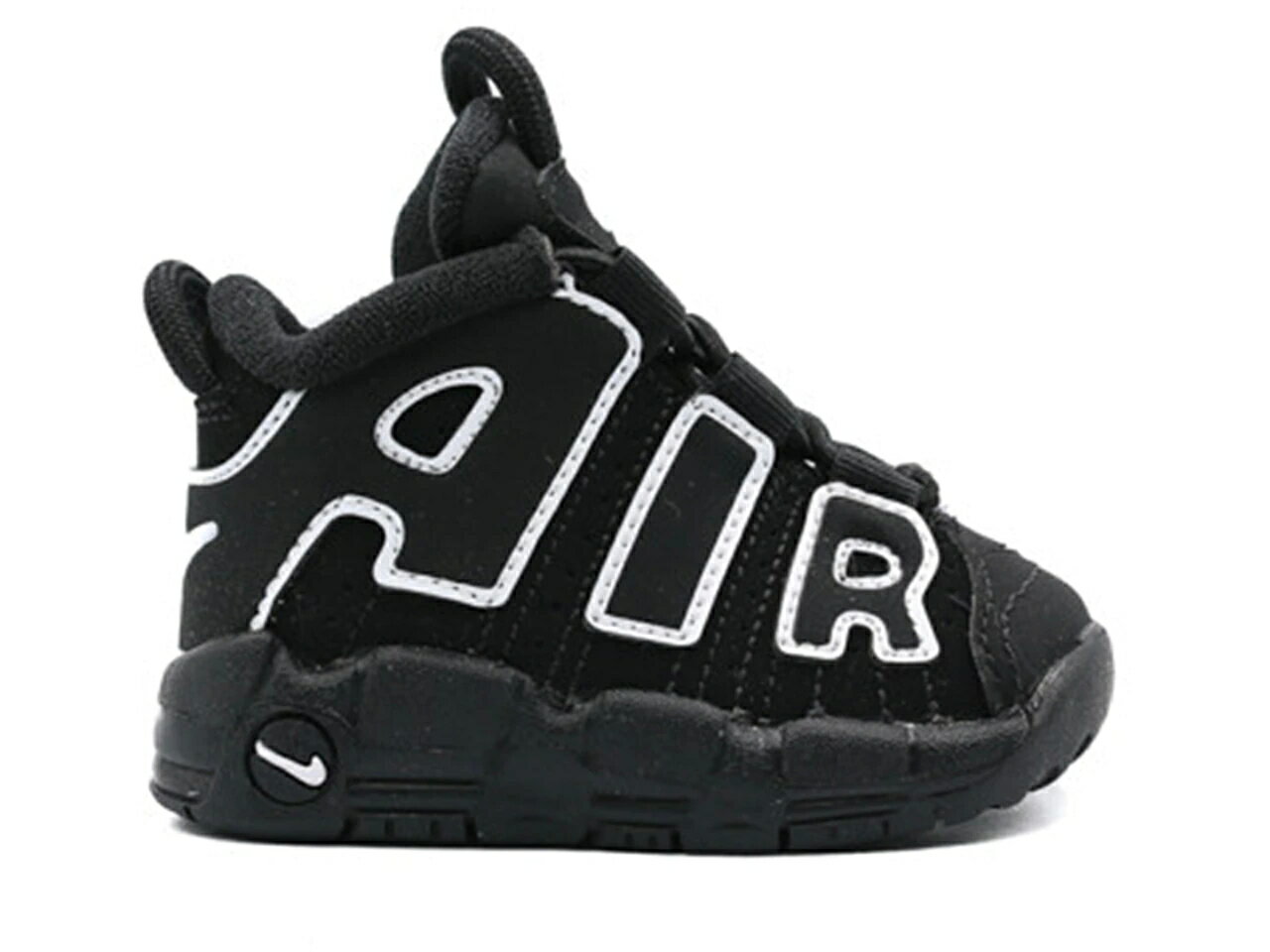 ナイキ アップテンポ 黒色 ブラック 白色 ホワイト エアモアアップテンポ モアテン 【 NIKE AIR MORE UPTEMPO BLACK WHITE (TD) / BLACK WHITE BLACK 】