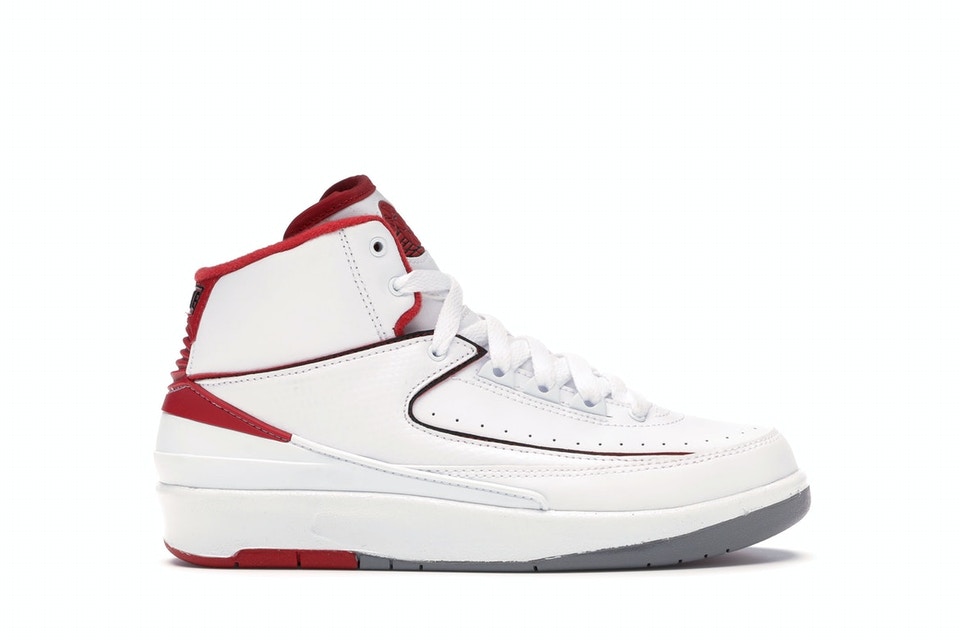 ナイキ ジョーダン 白色 ホワイト 赤 レッド 黒色 ブラック 灰色 シメント 【 JORDAN 2 RETRO WHITE RED (2014) (GS) / WHITE BLACK VARSITY RED CEMENT 】 キッズ ベビー マタニティ スニーカー