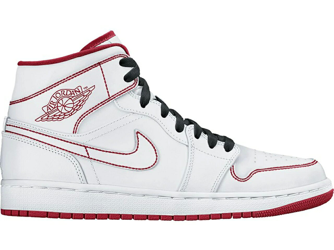 ナイキ ジョーダン ミッド 白色 ホワイト 赤 レッド 黒色 ブラック 【 JORDAN 1 MID WHITE GYM RED (GS) / WHITE GYM RED BLACK 】 キッズ ベビー マタニティ スニーカー