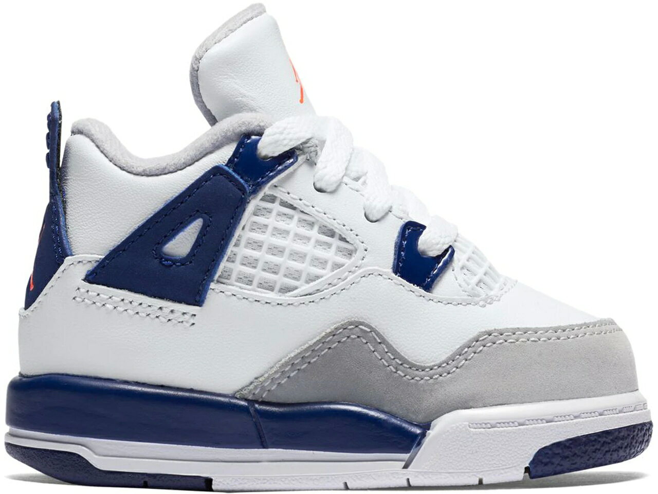 ナイキ ジョーダン ディープ 青色 ブルー 白色 ホワイト 橙 オレンジ 黒色 ブラック 【 JORDAN 4 RETRO DEEP ROYAL BLUE (TD) / WHITE HYPER ORANGE BLACK WOLF 】