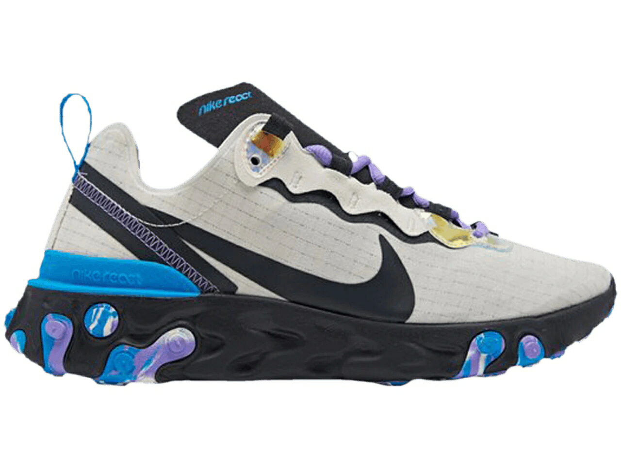 ナイキ NIKE リアクト エレメント 青色 ブルー レディース スニーカー 【 REACT ELEMENT 55 OFF NOIR BLUE WOMENS HEROAMETHYST TINT 】