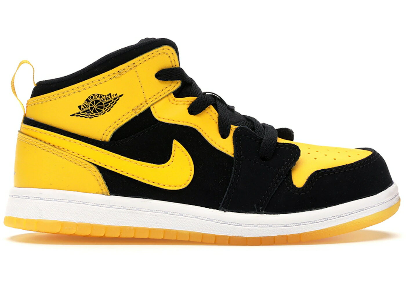 ナイキ ジョーダン ミッド 黒色 ブラック 白色 ホワイト ジュニア キッズ JORDAN 1 RETRO MID NEW LOVE (2017) (TD) / BLACK VARSITY MAIZE WHITE