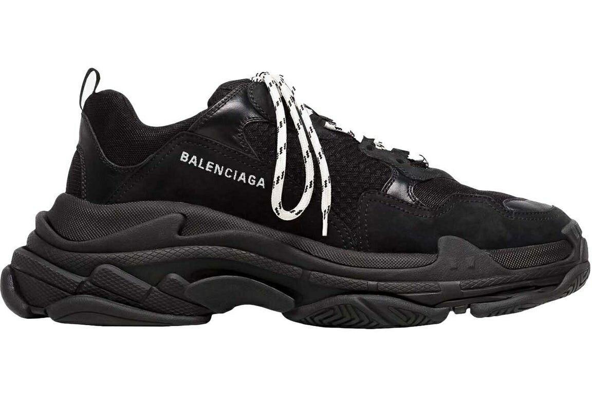 バレンシアガ 黒色 ブラック 白色 ホワイト スニーカー メンズ 【 BALENCIAGA TRIPLE S BLACK WHITE LACES / BLACK WHITE 】