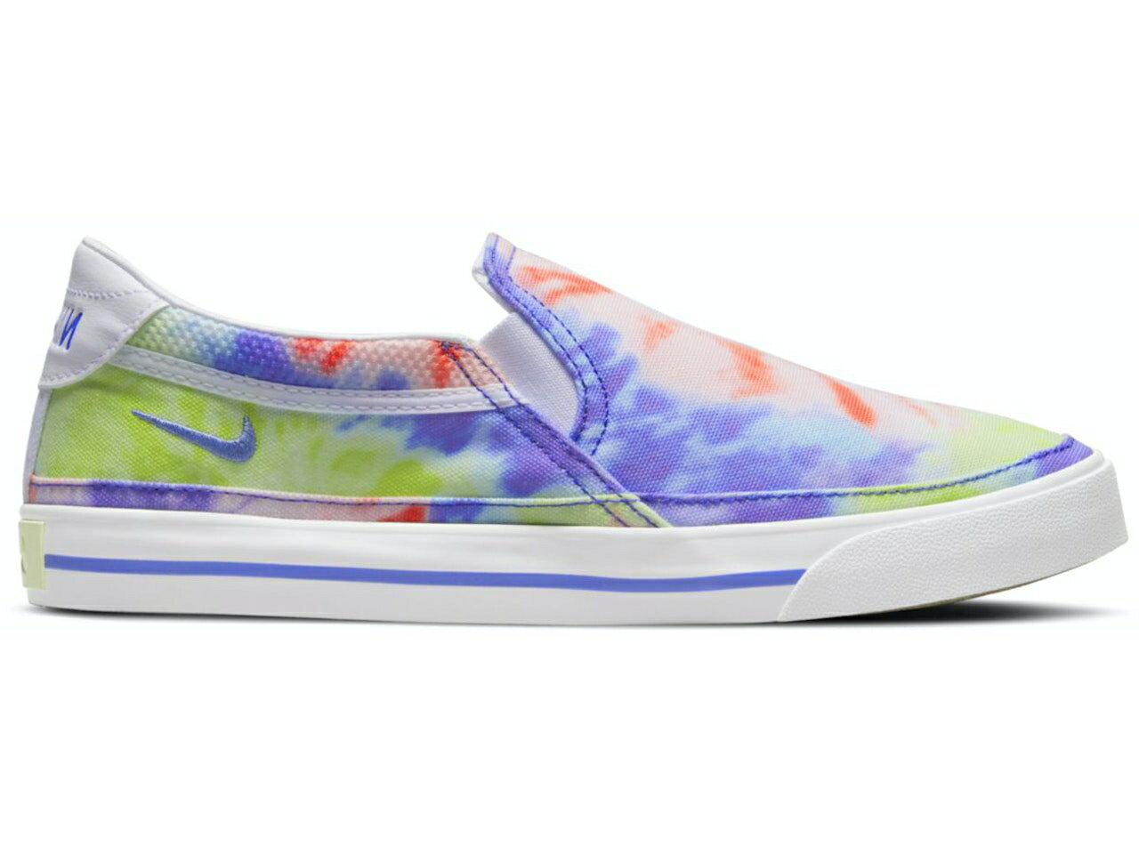 ナイキ NIKE コート レガシー スリッポン レディース スニーカー 【 LEGACY COURT PRINT TIEDYE WOMENS MULTICOLOR WHITE LIGHT LIQUID LIME SAPPHIRE 】