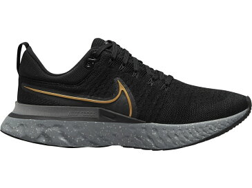 ナイキ NIKE リアクト ラン フライニット 黒色 ブラック スニーカー 【 REACT INFINITY RUN FLYKNIT 2 BLACK GOLD METALLIC GREY 】