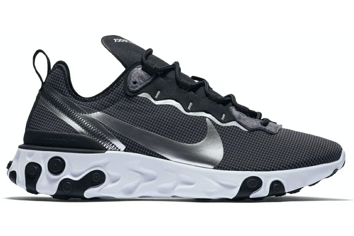 ナイキ NIKE リアクト エレメント 黒色 ブラック スニーカー 【 REACT ELEMENT 55 BLACK METALLIC SILVER GREY 】