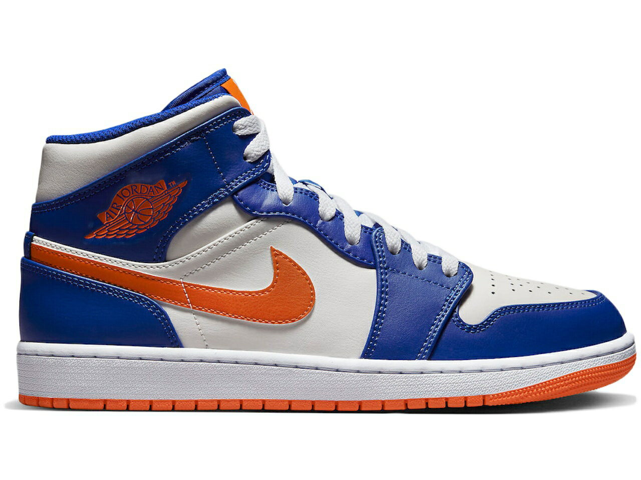 ナイキ ジョーダン ミッド ニックス ゲーム ラッシュ 橙 オレンジ ゲームロイヤル 青 ブルー スニーカー メンズ 【 JORDAN 1 MID KNICKS / GAME ROYAL RUSH ORANGE PHANTOM 】