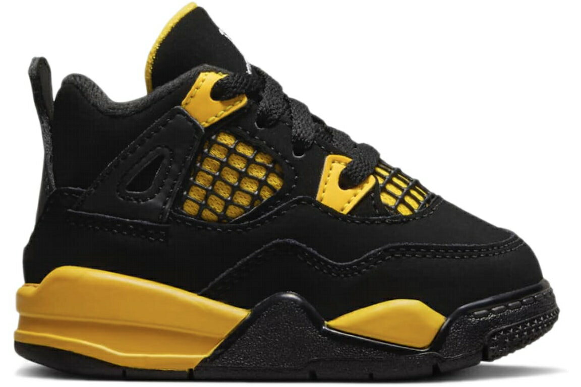 ナイキ ジョーダン サンダー 黒色 ブラック 黄色 イエロー 【 JORDAN 4 RETRO THUNDER (2023) (TD) / BLACK TOUR YELLOW 】