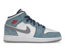 ナイキ ジョーダン JORDAN ミッド 青色 ブルー 銀色 スチール ジュニア キッズ 【 1 MID SE FRENCH BLUE LIGHT STEEL GS WHITE GRAY FIRE RED 】