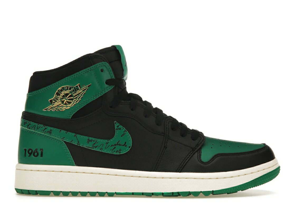 ナイキ ジョーダン ハイ ゴルフ 黒色 ブラック ゴールド スニーカー メンズ 【 JORDAN 1 RETRO HIGH GOLF EASTSIDE 1961 / BLACK MALACHITE METALLIC GOLD 】