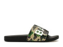 ベイプ カモ柄 サンダル 緑 グリーン 黒色 ブラック スニーカー メンズ 【 BAPE A BATHING APE ABC CAMO SLIDE GREEN (2023) / GREEN BLACK 】