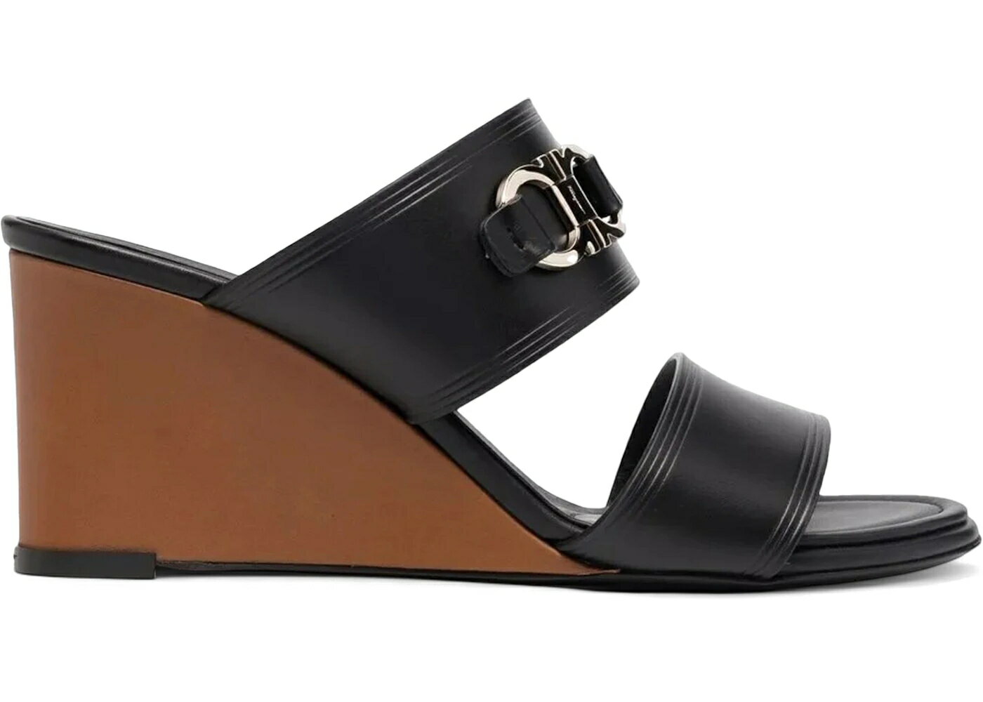 サンダル 黒色 ブラック WOMEN'S スニーカー レディース FERRAGAMO HORSEBIT-DETAIL OPEN TOE SANDALS BLACK (WOMEN'S) /